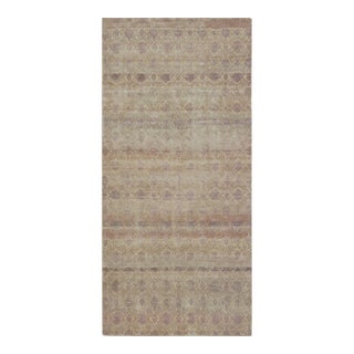 Rug & Kilim’s Contemporary Runner Rug in Cream and Mauve With Floral Patterns For Sale