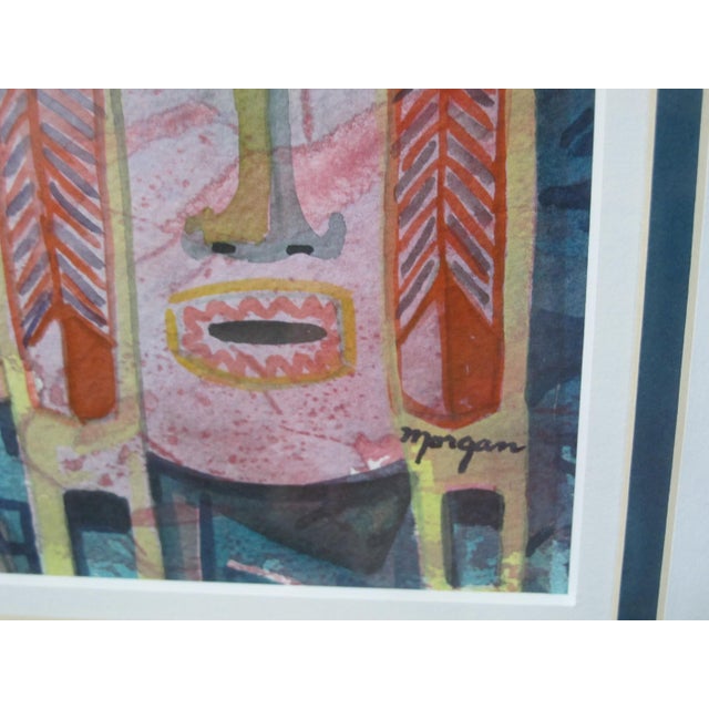 Linda Morgan Colorful Abstract Contemporary Watercolor Painting Masks For Sale - Image 4 of 9