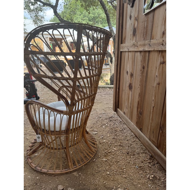 1950s Rattan High Back Chair in the Style of Gio Ponti and Lio Carminati For Sale - Image 6 of 7