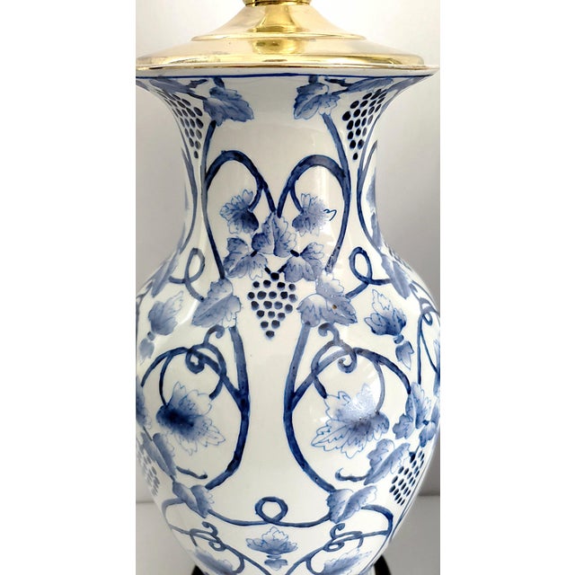 Blue Lamps Blue & White Pair For Sale - Image 8 of 10