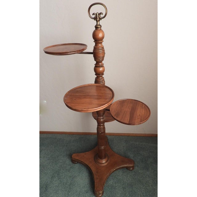 Vintage 1950s Butler Walnut Tiered Mid Century Modern Plant Stand Wine Pottery Display For Sale In Monterey, CA - Image 6 of 8