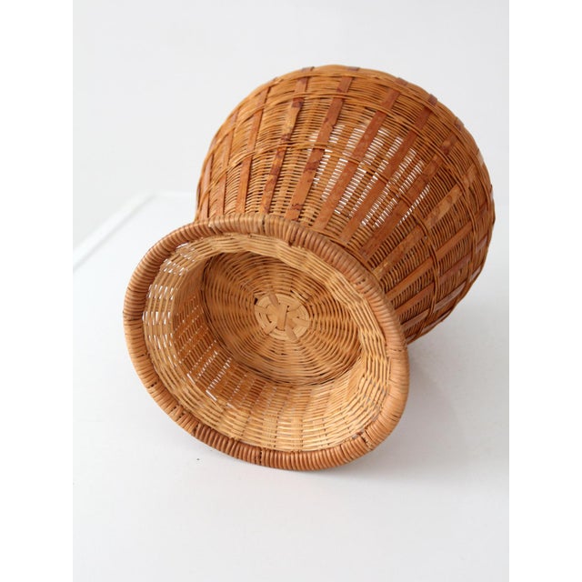 Wood Vintage Wicker Vase Basket For Sale - Image 7 of 9