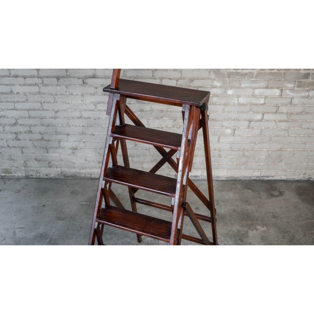 Wood Restoration Hardware Arts and Crafts Folding Library Ladder Shelf For Sale - Image 7 of 15