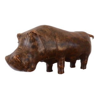 Vintage 1960s Dmitri Omersa Leather Hippo For Sale