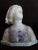 Antique Alabaster, Soapstone and Bronze Bust of Maiden on White Marble Base by Gustave van Vaerenbergh, in Good...