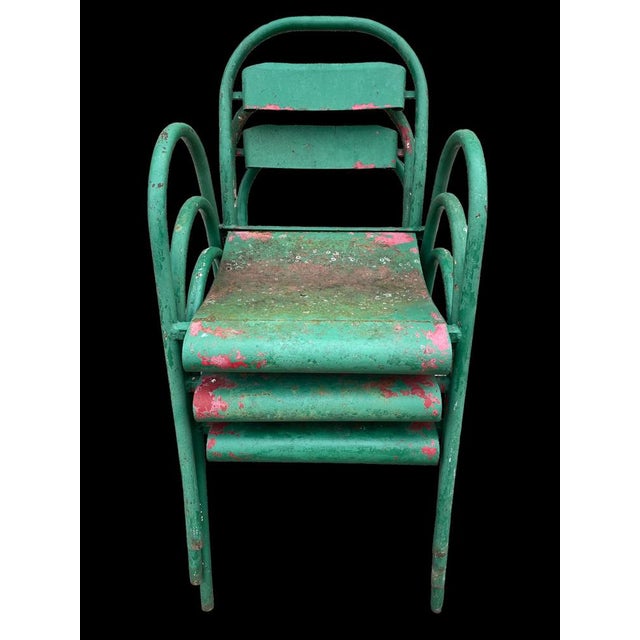 Tolix Stackable Armchairs from Tolix, 1950s, Set of 3 For Sale - Image 4 of 18