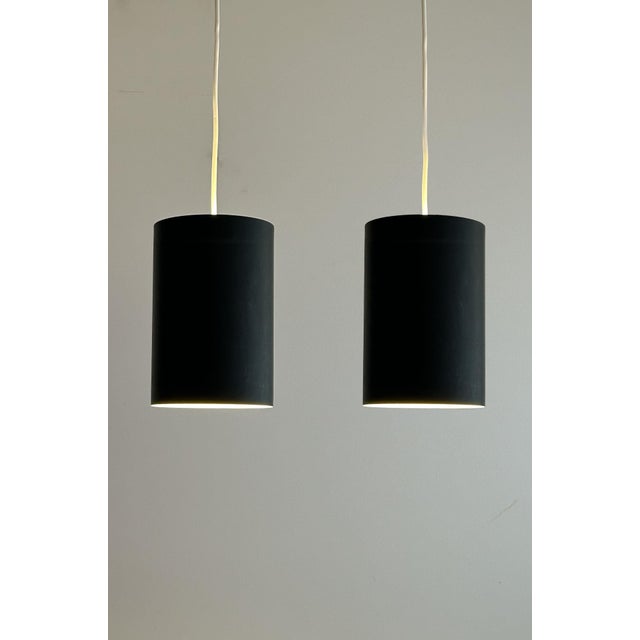 Contemporary Cylinder Pendant Lamps by Eila & John Meiling for Louis Poulsen, Denmark, 1960s, Set of 2 For Sale - Image 3 of 12