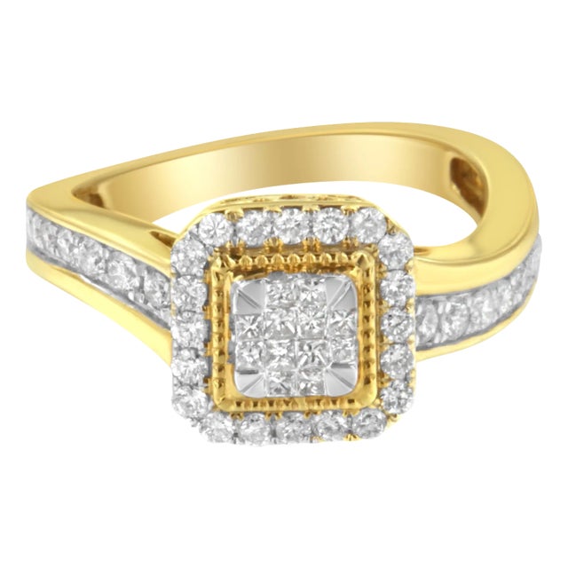 10KT Yellow Gold Diamond Cocktail Ring (5/8 cttw, H-I Color, SI2-I1 Clarity) For Sale