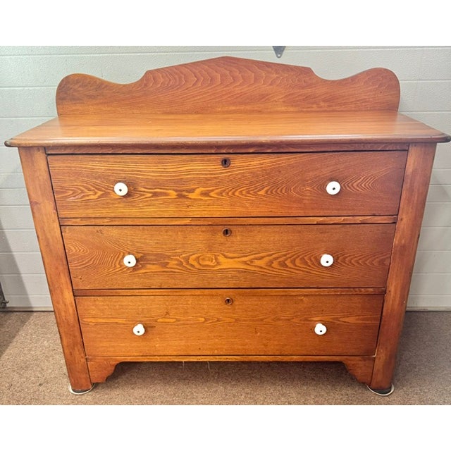 Nice Victorian pine and ash or chestnut 3 drawer chest. Chest would have originally had a painted finish and was...