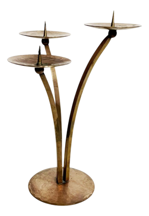 Vintage Scandinavian Candleholder in Patinated Metal, 1960s