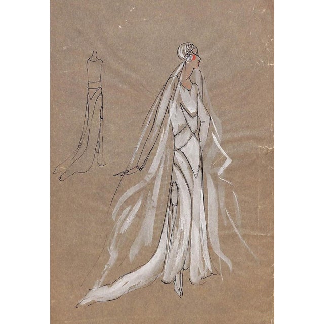 Lanvin of Paris C1920s Original Fashion Illustration in Gouache For Sale