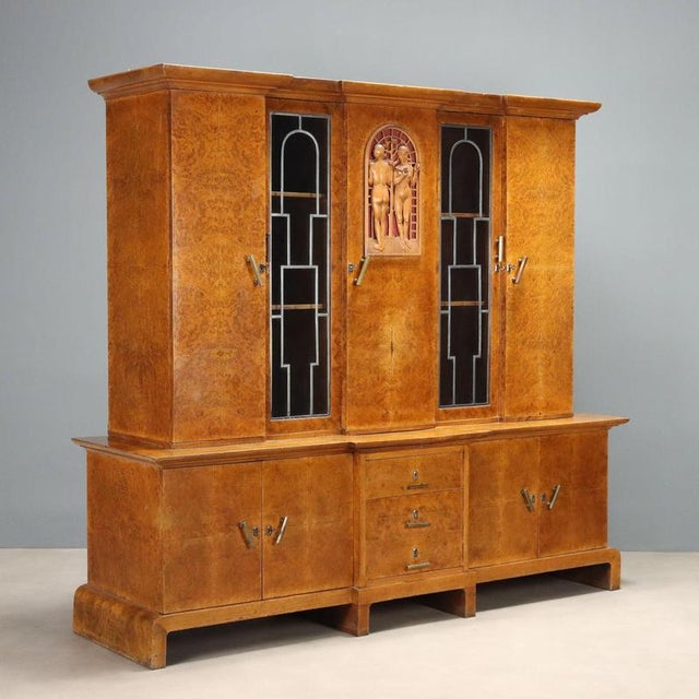 Art Deco Display Cabinet Veneered in Maple Burl For Sale - Image 16 of 16