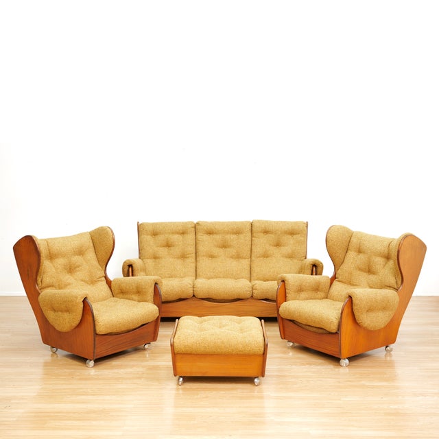 Mid Century Saddleback Sofa & Chair Set by G Plan For Sale In Los Angeles - Image 6 of 12