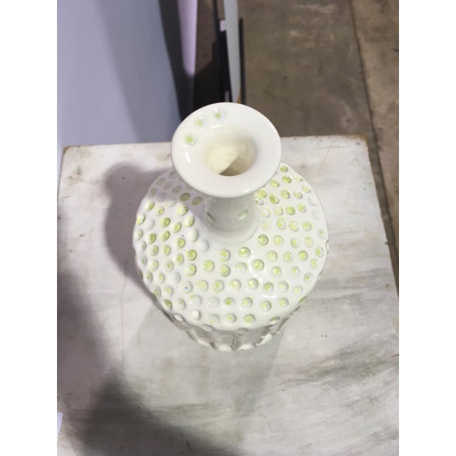 Ceramic 1960s Boho Chic White and Pistachio Ceramic Vase For Sale - Image 7 of 9