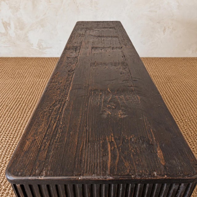 Reeded Credenza in Weathered Black Cabinet For Sale In Los Angeles - Image 6 of 18