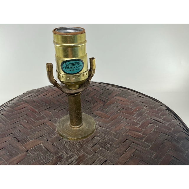 Vintage Table Lamp Made From Asian Basket For Sale - Image 10 of 12