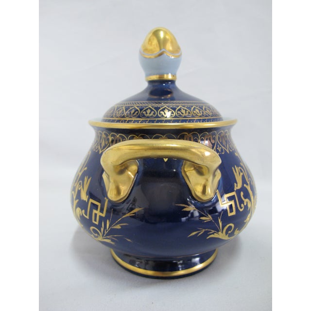 19th Century Art Nouveau Hermann Voigt Karlsbad 19thc Gilt Hand Painted Church Landscape Porcelain Sugar Bowl For Sale - Image 11 of 14