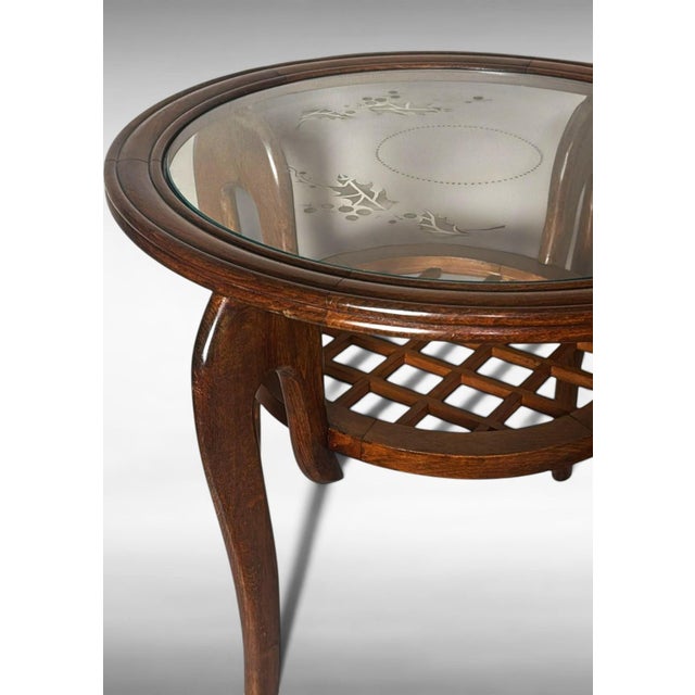 Brown Mid 20th Century Paolo Buffa Style Art Deco Italian Walnut Side Table With Beveled Glass Top For Sale - Image 8 of 18
