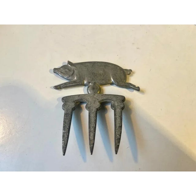 Mid-Century Modern Vintage Measuring Tape & Pork Sign, 1930s, Set of 2 For Sale - Image 3 of 13