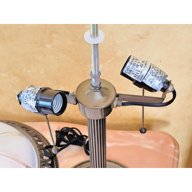 2000 - 2009 Vintage Desk Lamp With Frosted Glass Shade and 2 Pull Chain Switches For Sale - Image 5 of 12