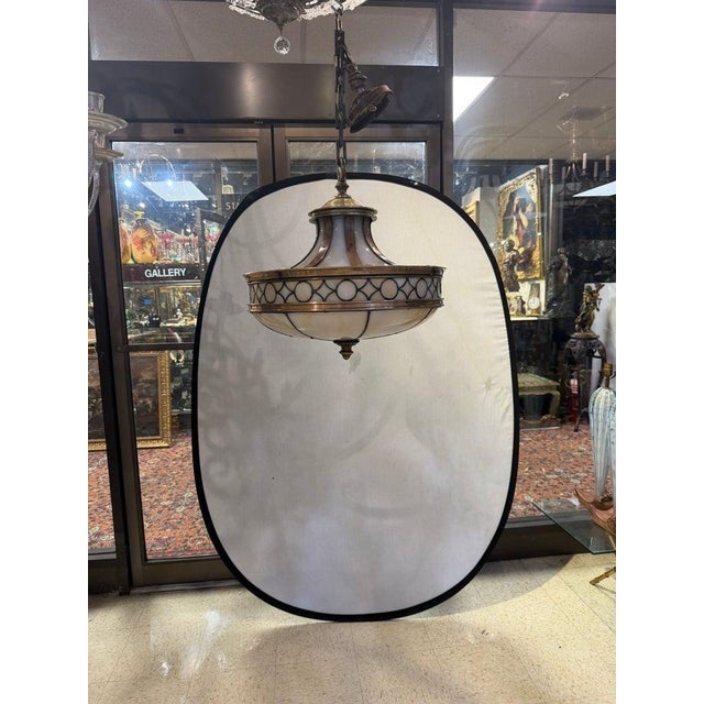 Neoclassical 1900s Caldwell Leaded Glass Neoclassical Style Lantern For Sale - Image 3 of 7