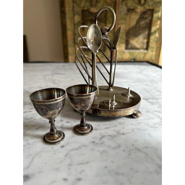 Silver-Plated Metal Breakfast Caddy For Sale - Image 5 of 14