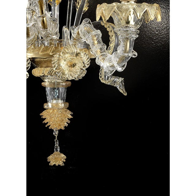Italian Ca Rezzonico with Gold Flowers and Leaves Murano Glass by Simoeng For Sale - Image 4 of 9