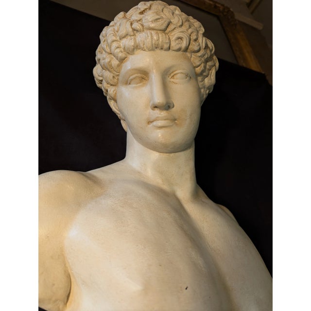 Neoclassical Plaster Bust of Antinous For Sale - Image 3 of 6