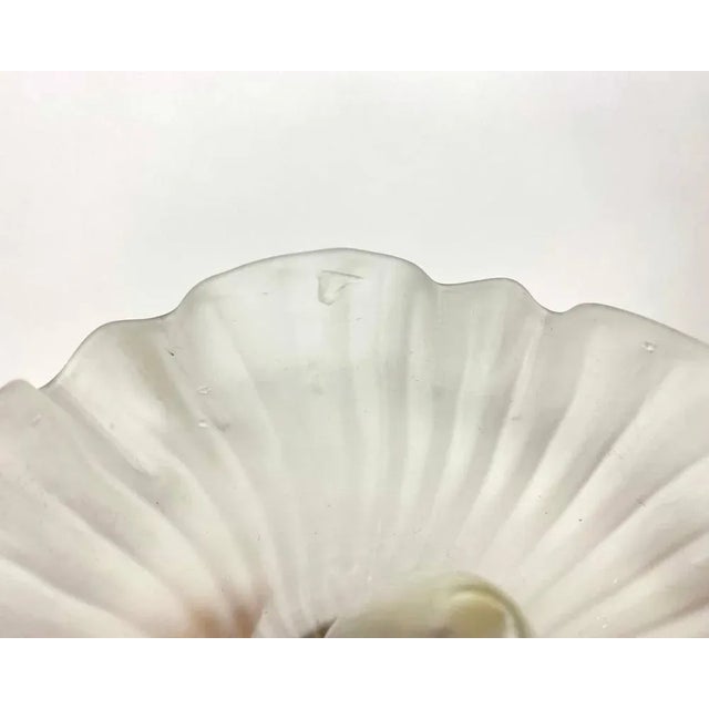 White Vintage Gilt Brass & Frosted Glass Chandelier, France, 1970s For Sale - Image 8 of 10