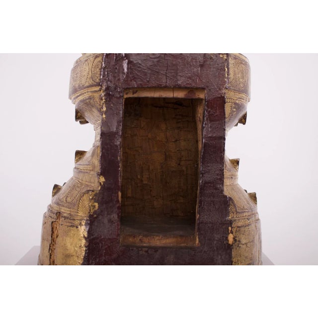 Konbaung Maravijaya Birman Buddha, 1800s, Lacquered Wood For Sale - Image 10 of 13