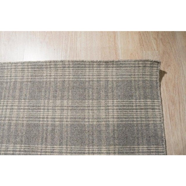 Textile 8x10 Gray Flat Weave Wool Subtle Plaid Geometric Modern Carpet Rug For Sale - Image 7 of 7