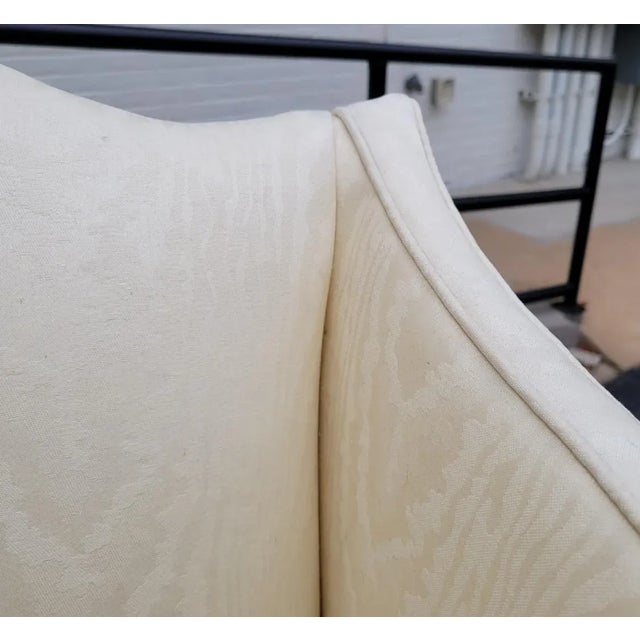 Pair of Southwood Queen Anne Wingback Chairs in Ivory Damask For Sale - Image 9 of 15