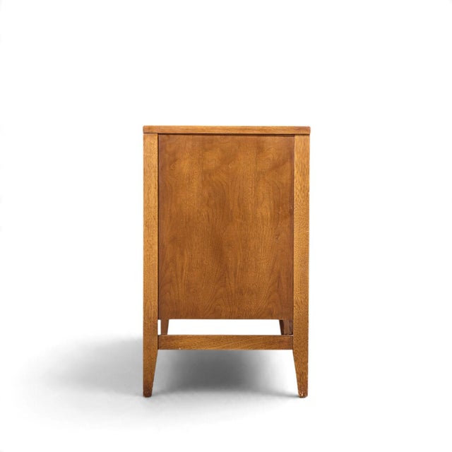 Broyhill Brasilia Broyhill Brasilia Mid Century Walnut and Brass Credenza For Sale - Image 4 of 10