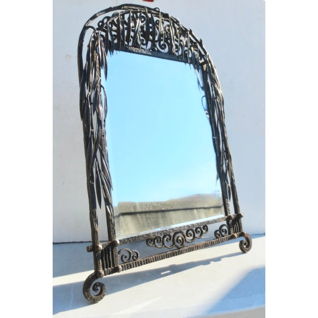 Early 20th Century Antique French Iron Art Deco Table Mirror Circa 1920s For Sale - Image 5 of 17