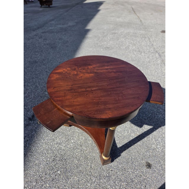 Brown 21st Century French Empire Plum Mahogany Round Table. For Sale - Image 8 of 16