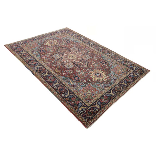 Antique Hand-Knotted Heriz Rug , 1890s For Sale - Image 4 of 13