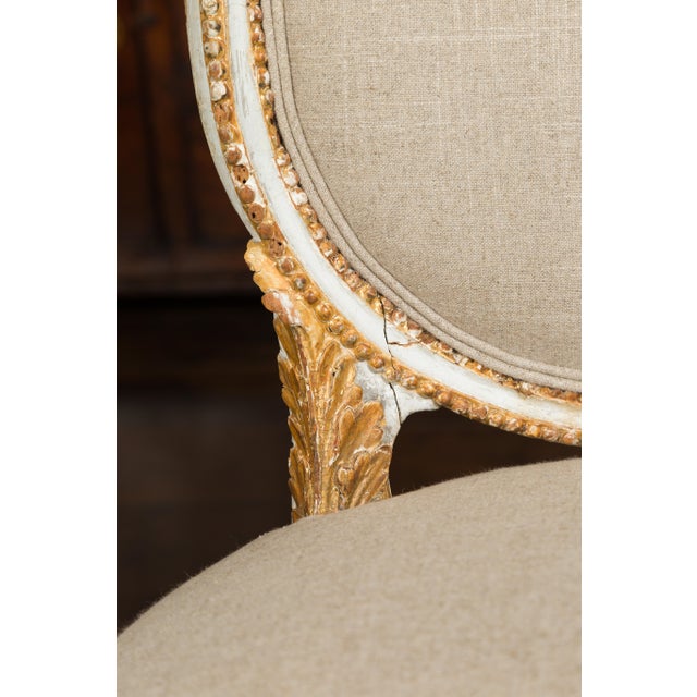 Pair of Italian Neoclassical Painted and Carved Side Chairs with Shield Backs For Sale - Image 10 of 12