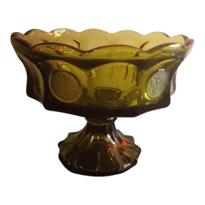 1960s Vintage Fostoria Coin Glass Green Large Pedestal Bowl