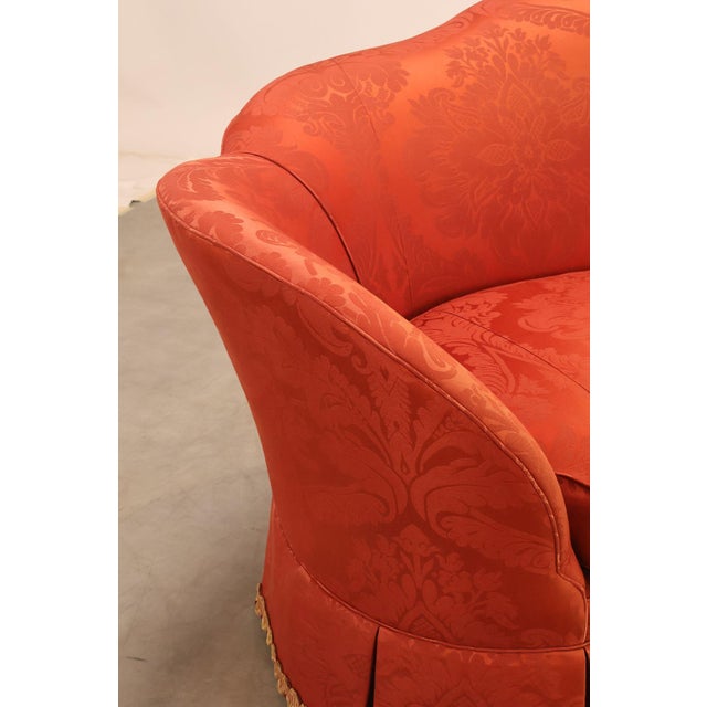 Salmon Hickory Chair Company Pair Of Custom Upholstered Silk Damask Sofas For Sale - Image 8 of 18