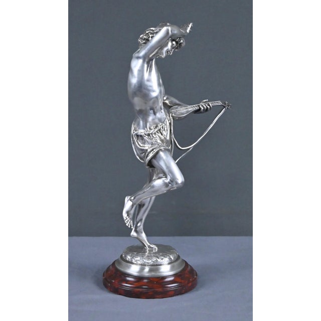 A. Carrier, The Neapolitan Mandolin Player, Late 19th Century, Silvered Bronze For Sale - Image 13 of 18