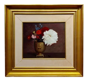 George De Forest Brush -Still Life of Flowers in a Copper Vase-Oil Painting