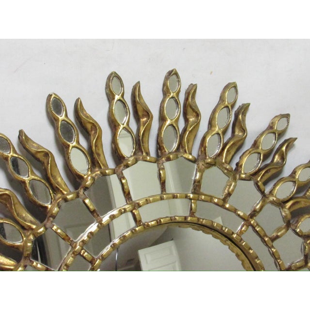 Spanish Giltwood Sunburst Mirror For Sale In San Francisco - Image 6 of 13