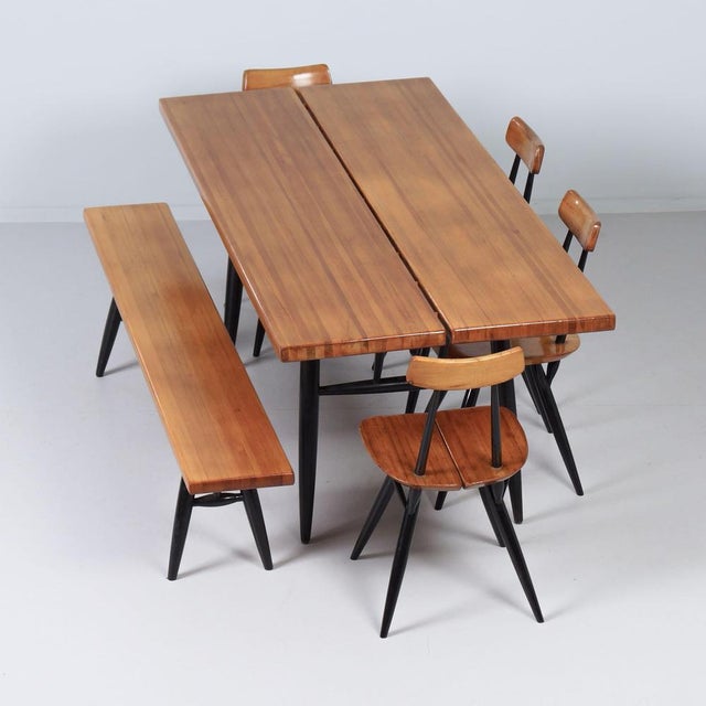 Pirkka dining set by ilmari tapiovaara for asko and laukaan puu, rare first edition from 1955. Complete set with large...