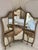 French Louis XV Style Giltwood Triptych Dressing Mirror Vanity With Marble Consoles and Matching Stool For Sale - Image 11 of 12