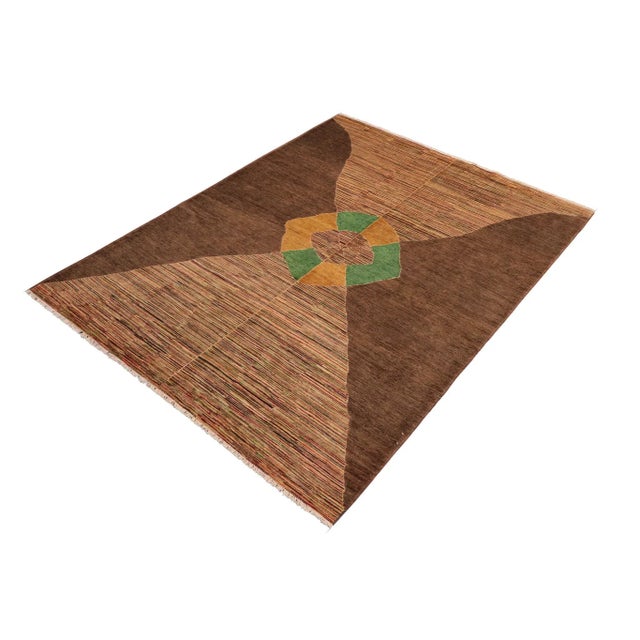 With strict standards of craftsmanship and quality of materials used this modern inspired hand-knotted Gabbeh rug is a...