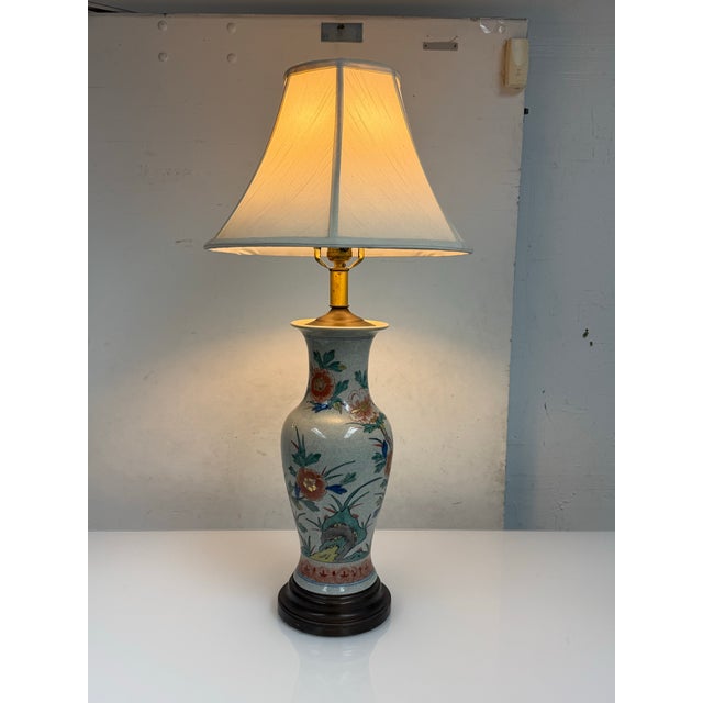 Late 20th Century Aladin Lamps & Shades Floral Porcelain Table Lamp For Sale - Image 10 of 12
