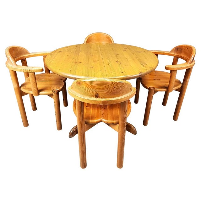 Pine Wood Dining Set by Rainer Daumiller for Hirtshals Savvaerk, 1980s, Set of 5 For Sale - Image 12 of 12