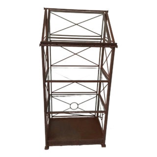 Vintage Iron & Glass Étagère Display Shelf For Sale