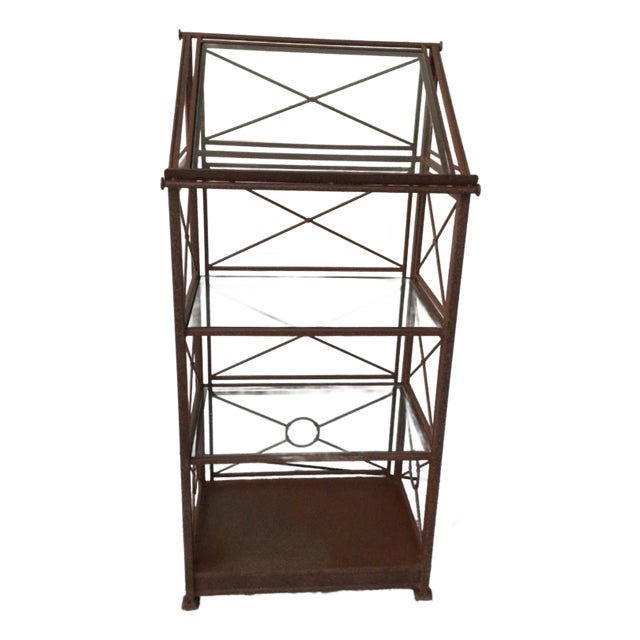 Vintage Iron & Glass Étagère Display Shelf For Sale