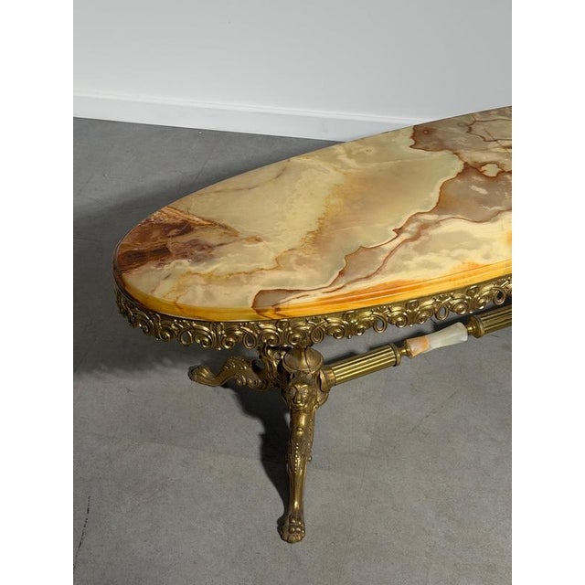 Vintage Onyx and Copper Coffee Table For Sale - Image 4 of 5